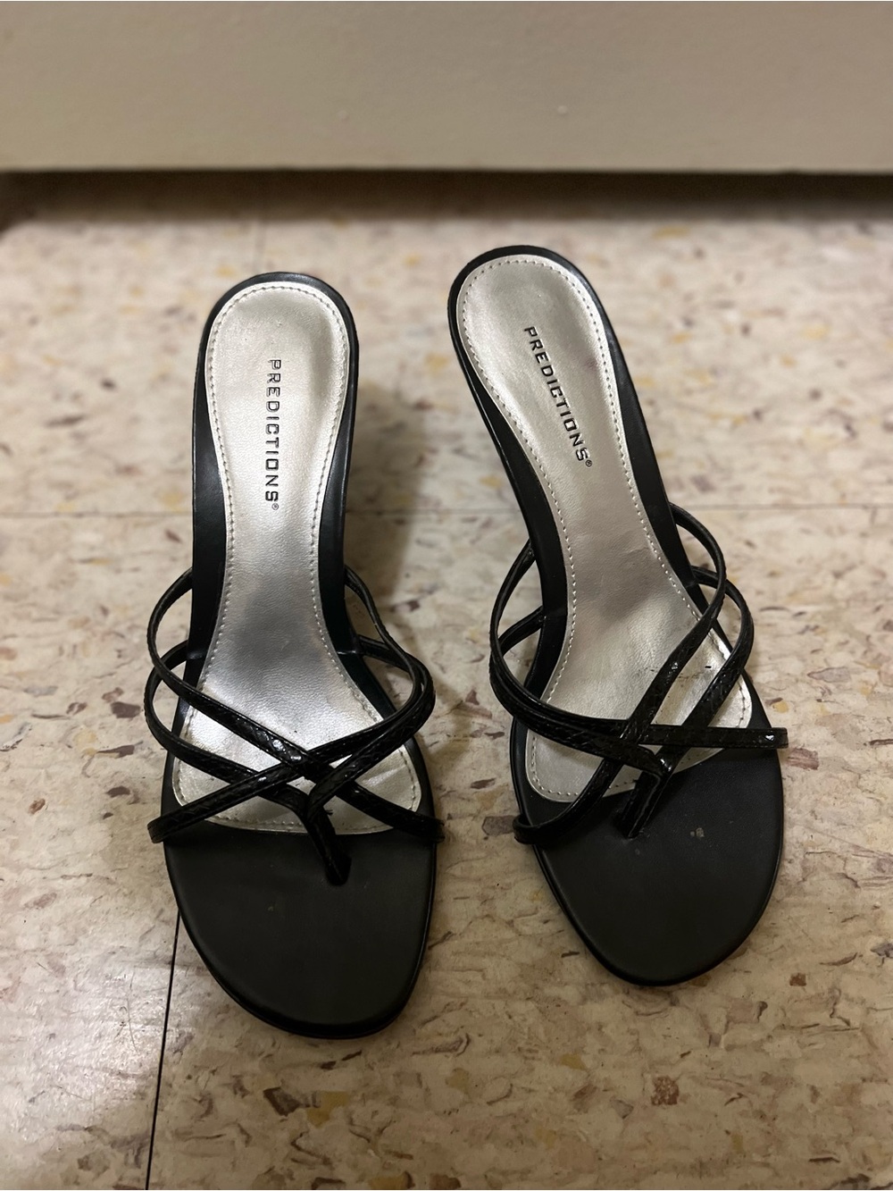 Predictions Black Strappy Mule Heels